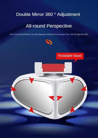 Car Blind Spot Mirror 1 Pair Front Wheel Auxiliary Rearview Double-Sided Mirror Wide Angle Mirror 360 Degree Adjustable for Cars