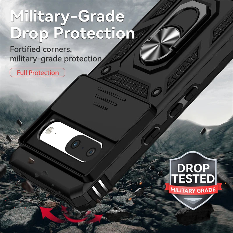 Full Cover For Google Pixel 7 Case For Google Pixel 7 6A 7A 8 Pro Push Window Magnetic Phone Holder Case For Google Pixel 7 Case