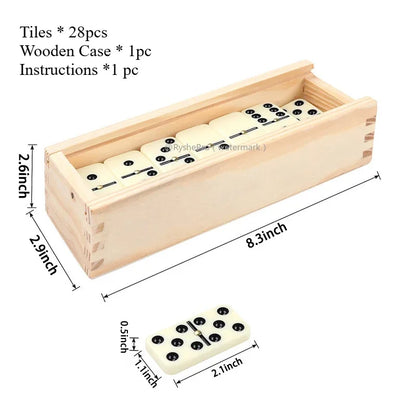 Dominos Set for Adults Dominoes Classic Board Games 28 Tiles with Wood Case Double 6 Dominoes Games for Kids Family Game Nights