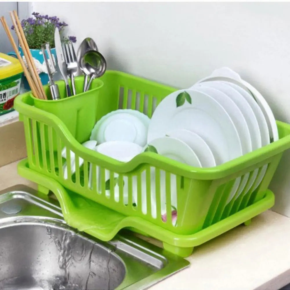 Kitchen Utensils Dish Drying Rack Drainer Rack with Drain Board Countertop Dinnerware Plates Bowls Chopsticks Spoons Organizer