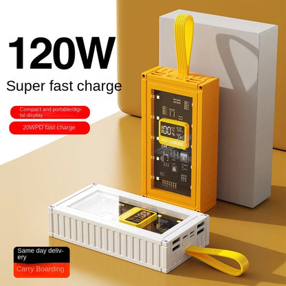 30000mAh 50000mAh 120W Fast Charging Transparent Power Bank 200000mAh Large-capacity Mobile Power Supply BCAK  Mobile Phones
