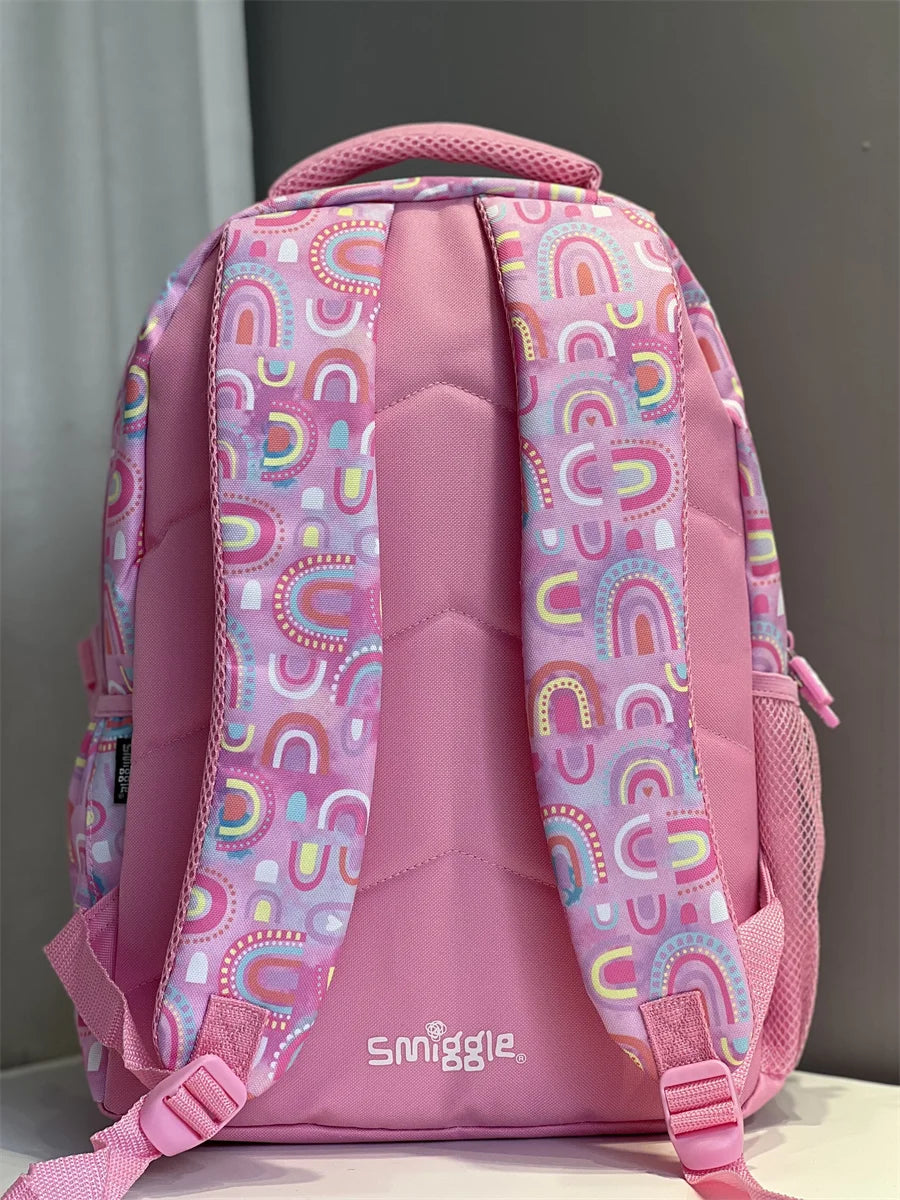 Genuine Australian Smiggle Schoolbag Light Pink Rainbow Door Student Stationery Pencil Case Large Capacity Backpack Student Gift