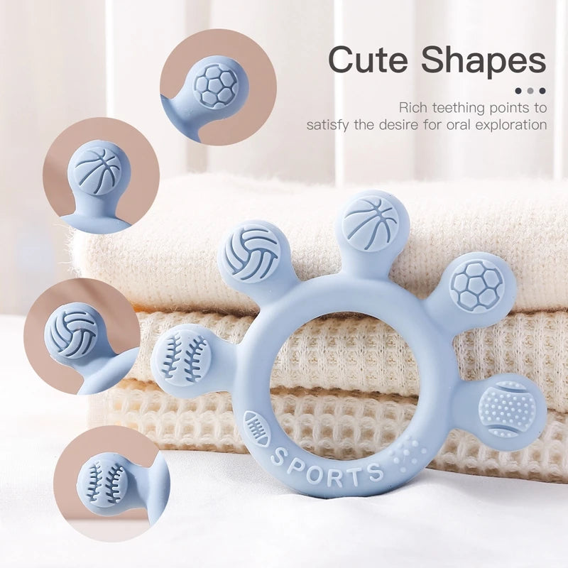 Silicone Baby Teether Toys 0-12Month Food Grade Toddlers Anxiety Teething Ring Sensory Toys Silicone Animal Soothing Accessories