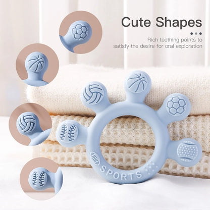 Silicone Baby Teether Toys 0-12Month Food Grade Toddlers Anxiety Teething Ring Sensory Toys Silicone Animal Soothing Accessories