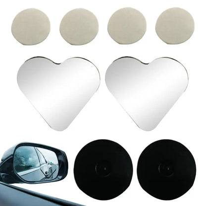 Car Frameless Blind Spots Mirror 1 Pair Cute Heart Shape Side Mirror Rearview Mirror Auxiliary Car Accessories for Car SUVs