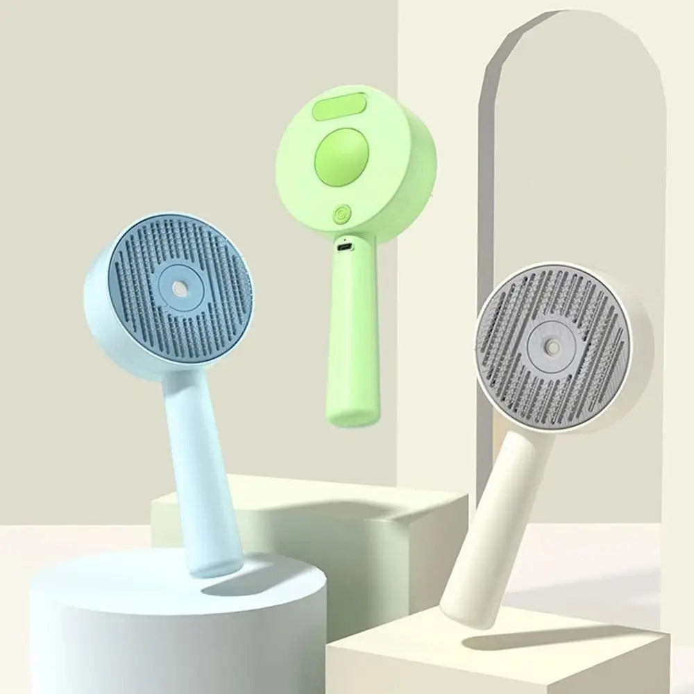 Anti-Static Pet Spray Hair Comb Demating One-click Cleaning Button Steam Spray Hair Remover Massaging Removes Loose Fur