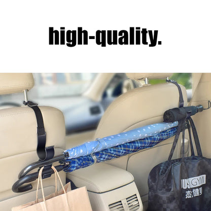 2pcs Car Back Seat Hook Multi-function Rear Seat Headrest Hanging Hook Umbrella Holder Seat Back Storage Interior Organizer