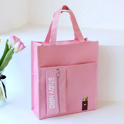 Shopping Bag Student Tutorial Bags Portable with Pencil Case Children Art Bag Large Capacity Travel Bag School Information Bag