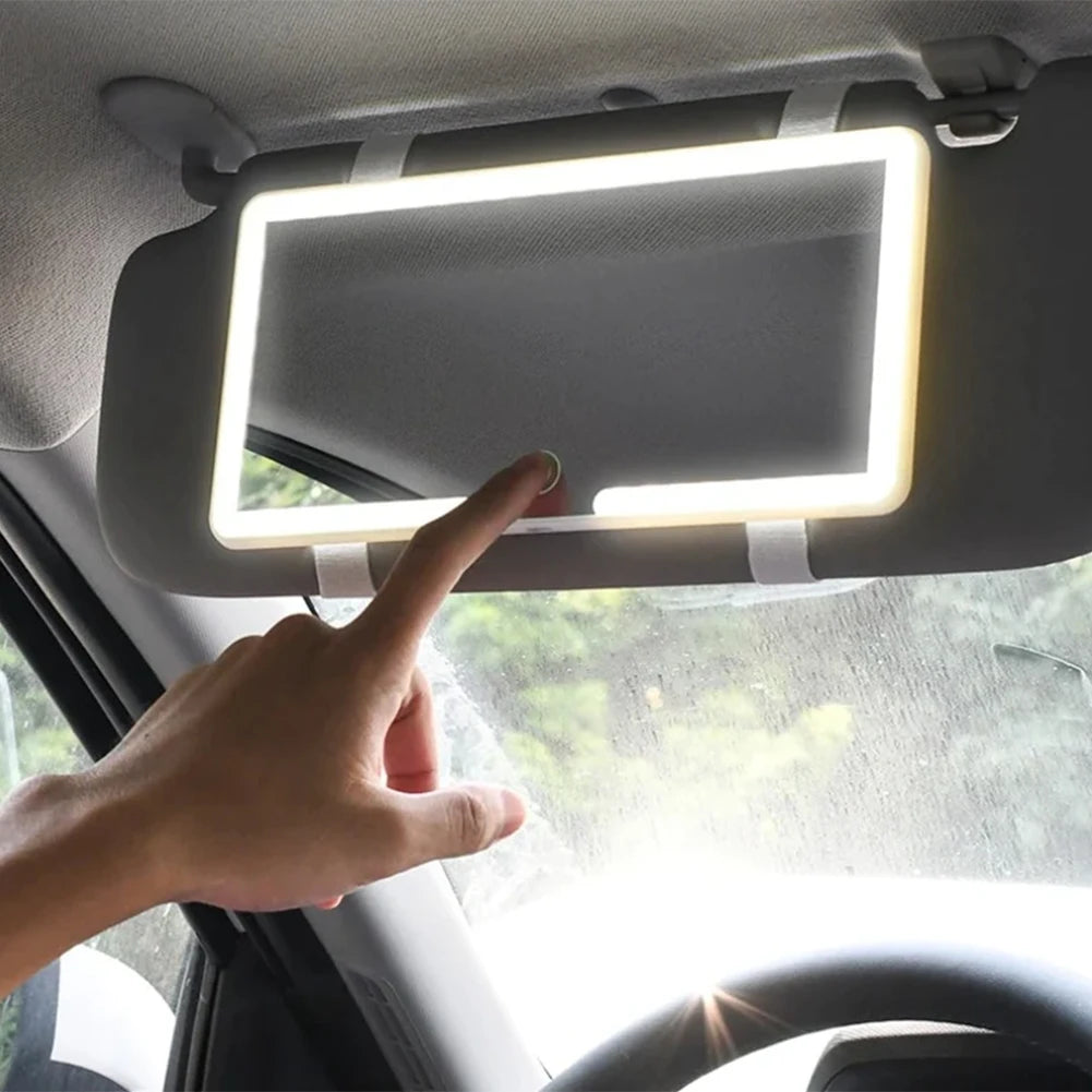 Car Sun Visor LED Sunshade Makeup Mirror 3modes Touch Screen Adjustment USB Charging Automotive Cosmetic Mirrors Car Accessories