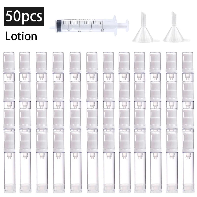 50PCS 5/10/15ML Clear Airless Lotion Spray Pump Bottles Empty Cream Vacuum Cosmetic Containers Travel for Foundations Serums