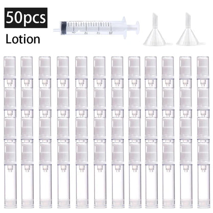 50PCS 5/10/15ML Clear Airless Lotion Spray Pump Bottles Empty Cream Vacuum Cosmetic Containers Travel for Foundations Serums