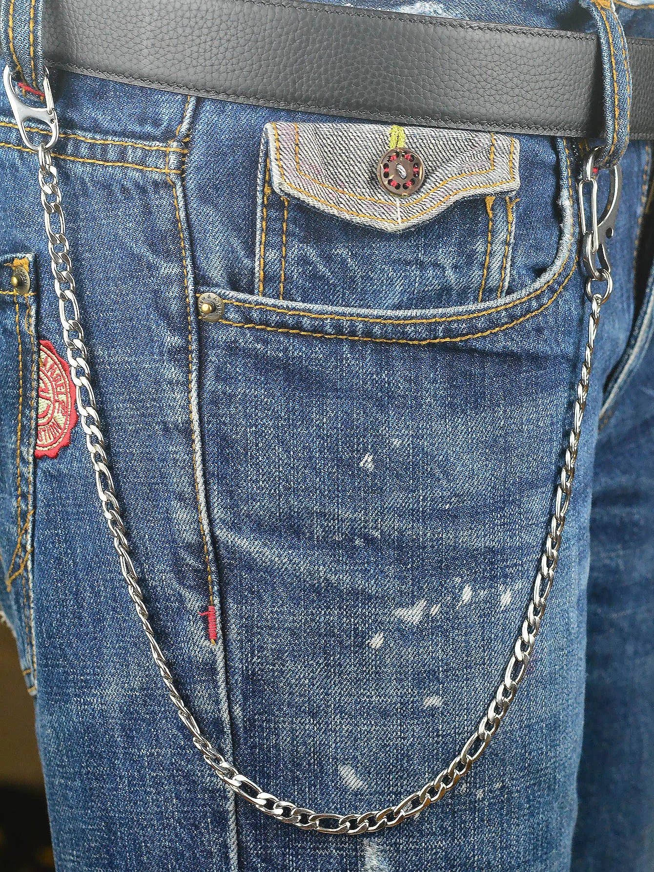 21 inch long Figaro 3:1 chain necklace choker jean trouses chain street dance decor stainless steel carabiners