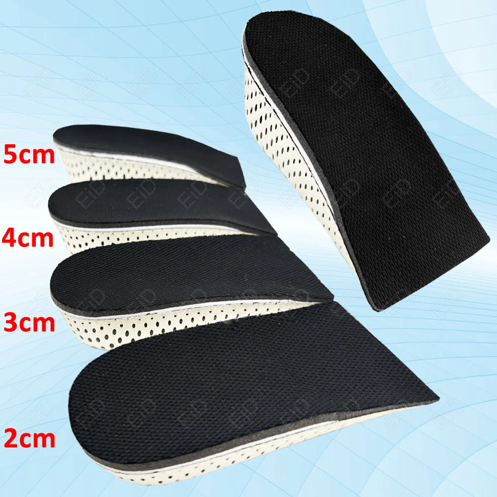Height Increase Half Shoe Insoles Heel Insert Sports Shoes Pad Cushion Arch Support Unisex 2-5 CM Invisible Heighten Sole Insole
