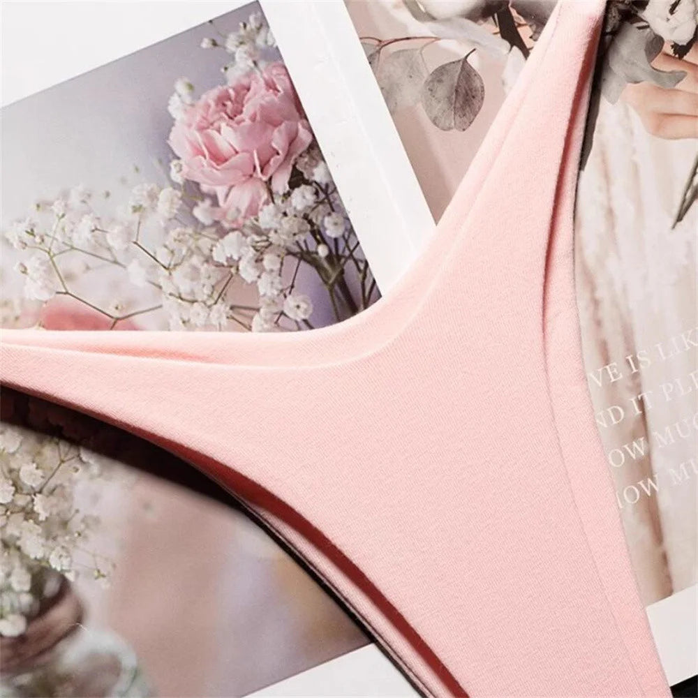 High Cut Thong Cotton Sexy Ladies Panties V-Waist High Elasticity G-String Breathable Underwear Female Intimates