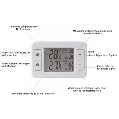 Household refrigerator cold storage electronic thermometer one tow two wireless transmission thermometer with alarm function