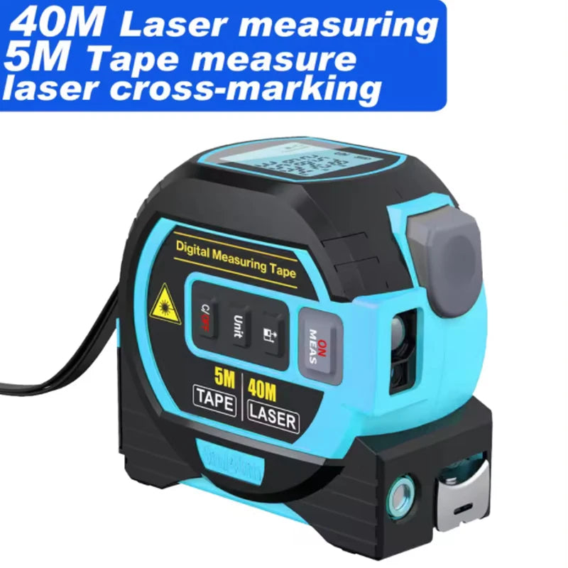 Laser measuring tape, 3-in-1 laser rangefinder 5M measuring tape LCD display backlight rangefinder Building measuring device
