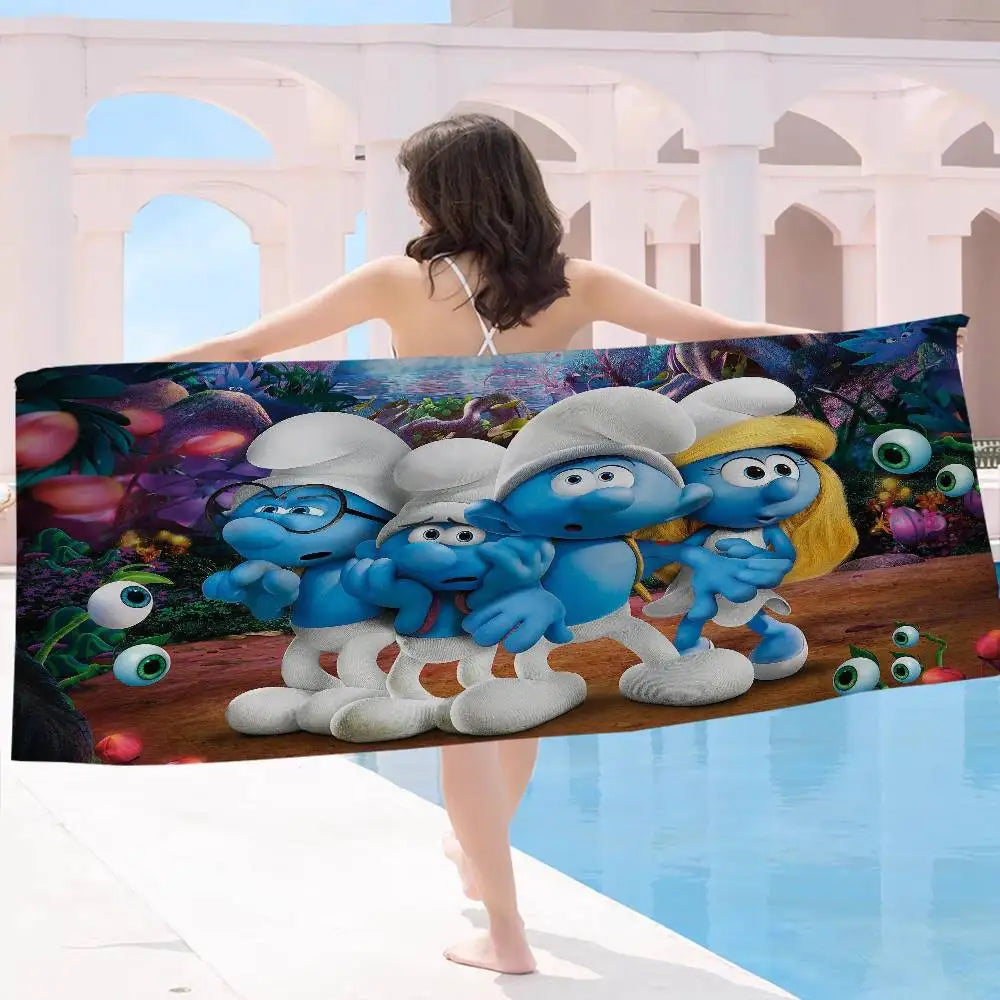 Cartoon S-Smurfs Cartoon Beach Towel Cute Kawaii Room Decor Bath Girls Children Hand Towels For Bathroom Shower