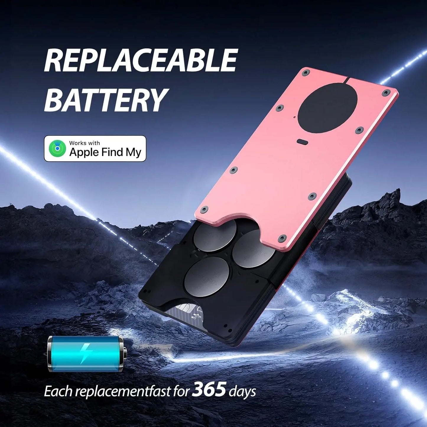 RFID Blocking Credit Card Holder, Slim Wallet For Men, Compatible with Find My iOS Only, Detachable Money Clip