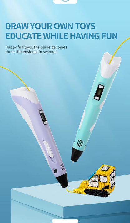 3D Pen DIY Drawing Pen With LCD Screen Compatible PLA ABS Filament Toys Safe Paiting for Children Kids Christmas Birthday Gifts