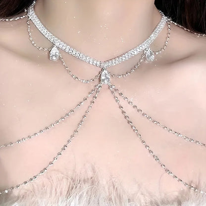 Light luxury dress accessories, tassel shoulder chain, fashionable and versatile body chain, niche high-end sense, temperament a