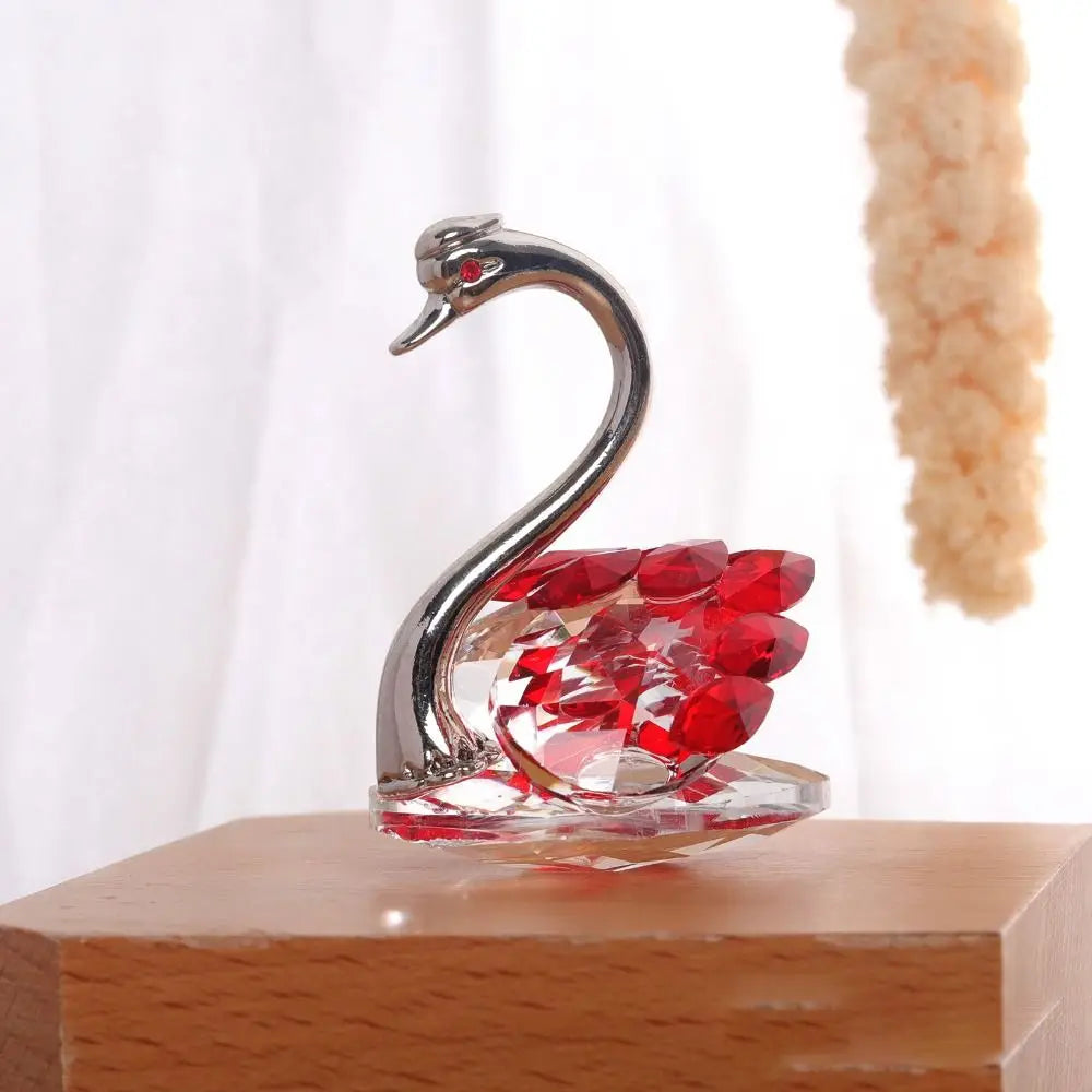Beautiful Glass Home Decoration, Cute Swan Statue, Home Decoration, Dining Table Family Collection Gift, Home Crystal Decoration