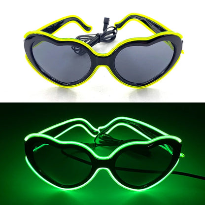 Light Up LED Glasses 5 Colors Heart Shape Glow Glasses Glow in The Dark Party Supplies Neon Party Favors for Kids Adults