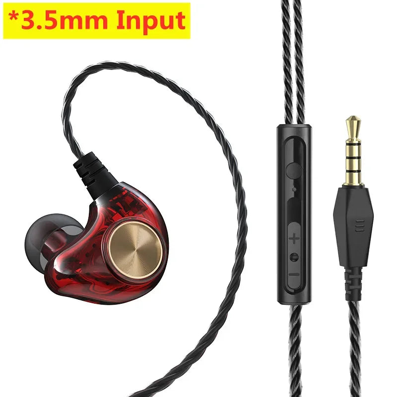 Android Mobile Phone DrivebyWire Headset Metal Heavy Bass Computer PC Headset InEar Sports Headset