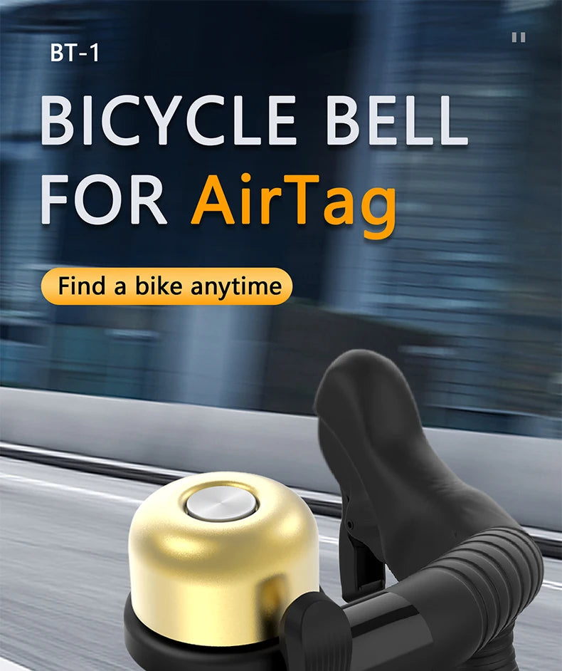 TWOOC Bicycle Bell for Apple AirTag | Holder Hidden in Bell | Bicycle Anti-Theft | Road Approved | Tool Included
