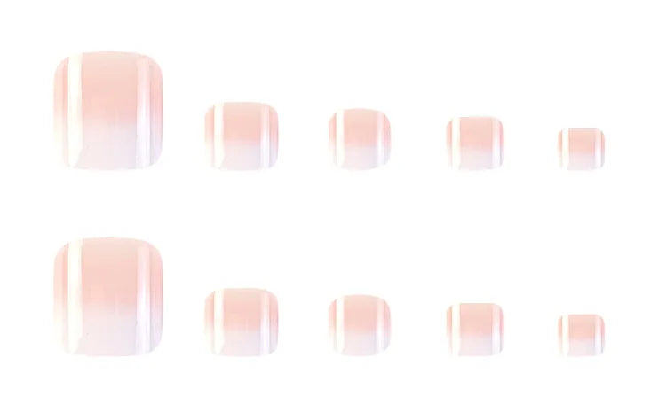 24 Pcs French Design Fake Toe Nail Press on Toe Nail Summer False Nails Acrylic Reusable Toe Nail Decorated Nails With Tool Kit