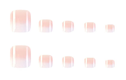 24 Pcs French Design Fake Toe Nail Press on Toe Nail Summer False Nails Acrylic Reusable Toe Nail Decorated Nails With Tool Kit