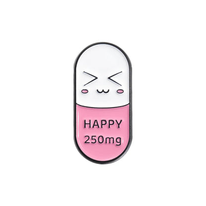 Happy Capsule Pill Enamel Pin Vitamin Sea Pharmacy School Survivor Pharmacist Brooch Badge Jewelry Gift For Medical Student