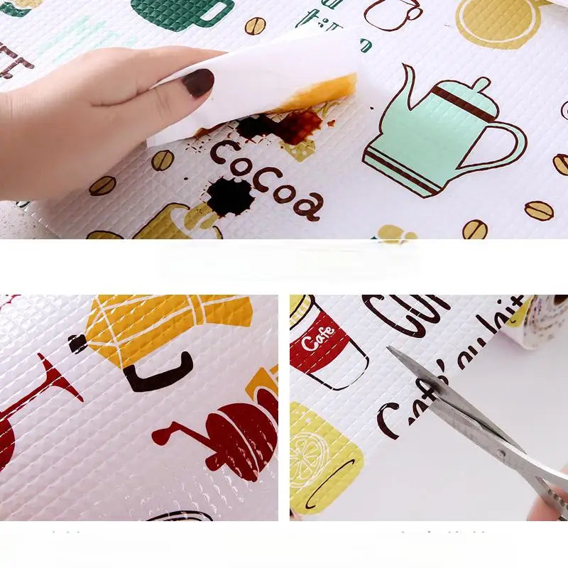 1 Roll Can Cut Table Mat Drawers Cabinet Shelf Liners Cartoon Cupboard Placemat Waterproof Oil Thickened Kitchen Stickers