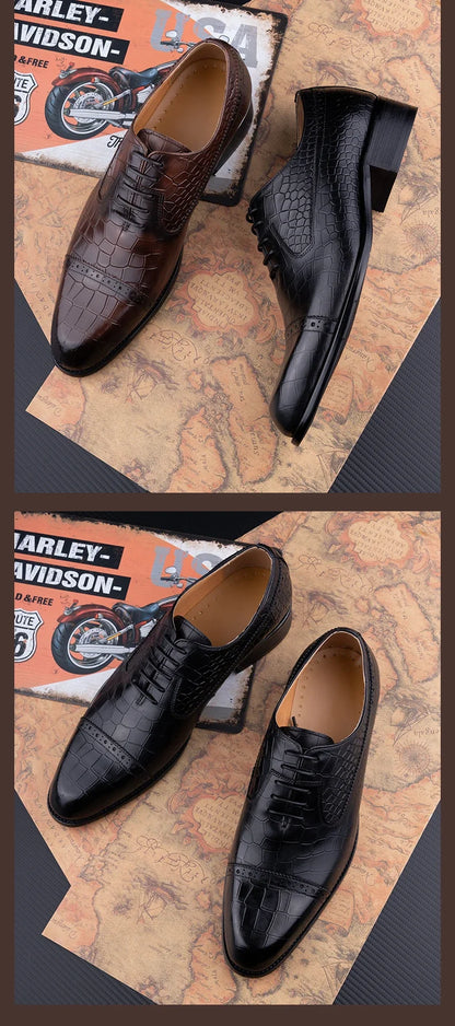 Handmade Oxford Casual Business Office Work Shoes Luxury Wedding Classic Fashion Formal Shoes Genuine Leather Lace Up Shoe