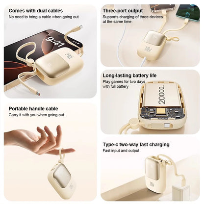 120W super fast charging power bank with cable 10000mAh large capacity portable mobile power Mini supply gift