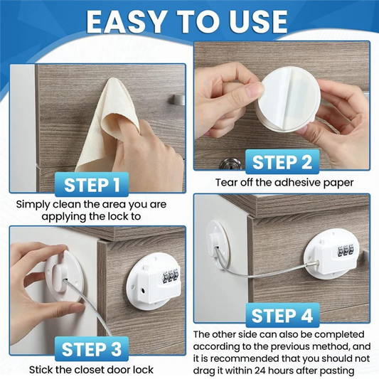 A36T-6 Pcs Cabinet Locks With Combination Fridge Lock Combo Child Safety Combination Lock With 6 Screwdrivers (White) Easy Insta