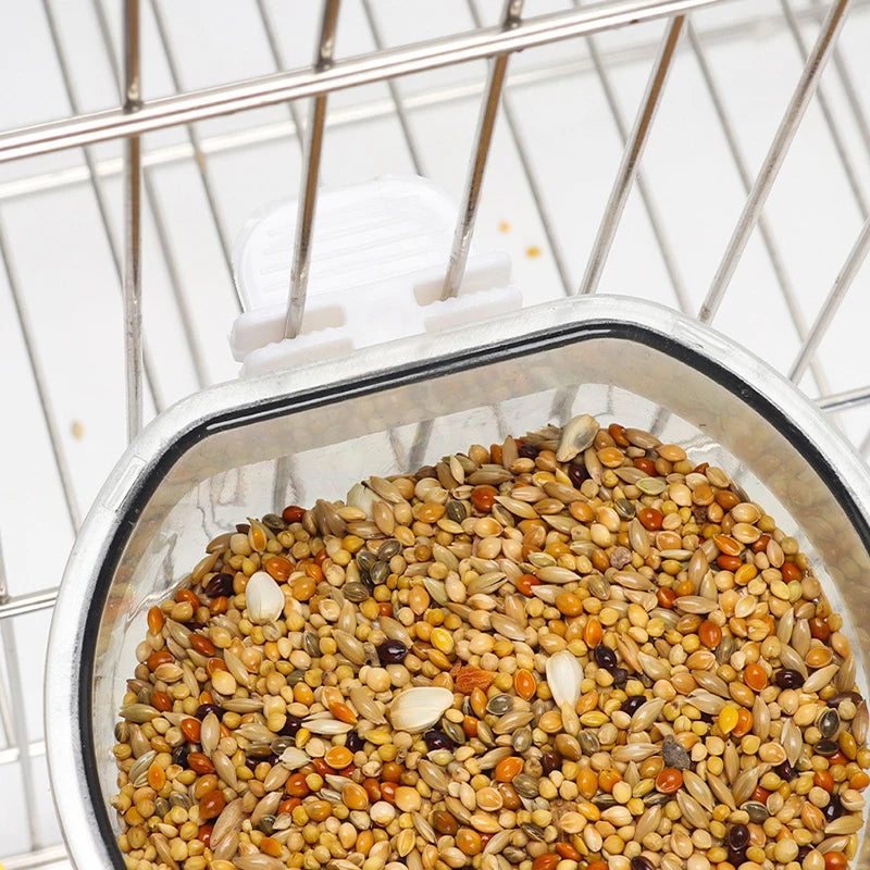 Bird Feeding Bowl Detachable Transparent Bowl Plastic Food Cup For Cage Convenient Hanging Seed Water Feeder for Parrots