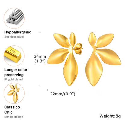 2024 Stainless Steel Earrings Exquisite Leaf Fashion Stud Earrings Classic Exaggerated Ear Ring For Women Jewelry Party Gifts