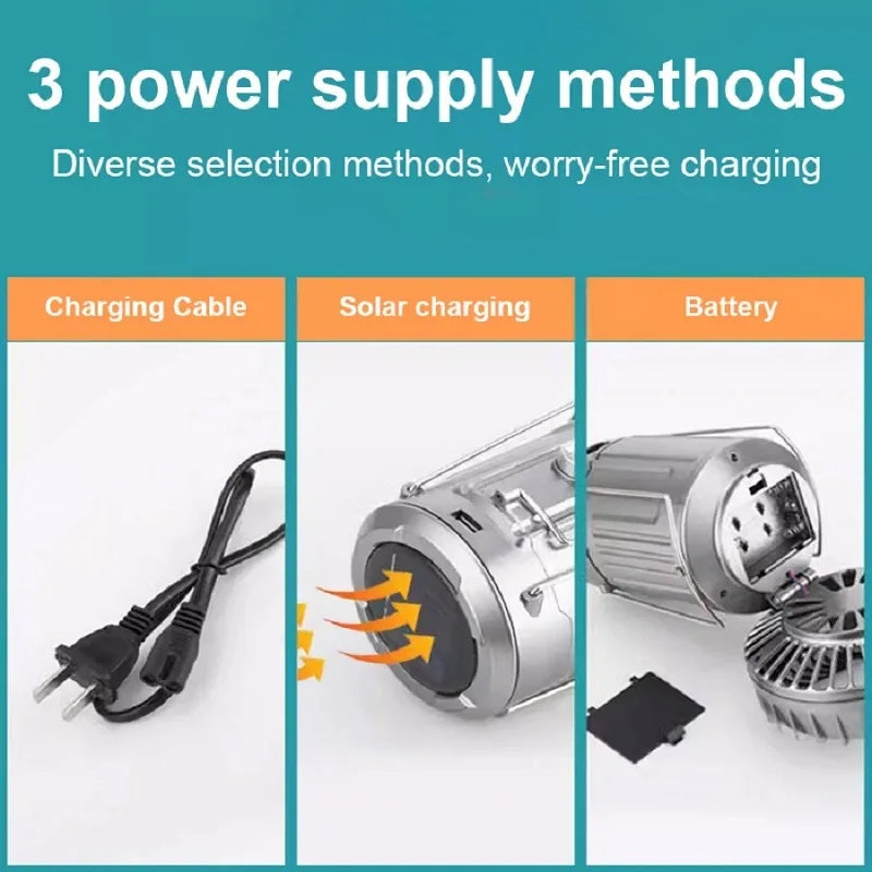 Camping, outdoor charging, horse light, solar fan, multifunctional emergency light, hanging lantern, emergency tent