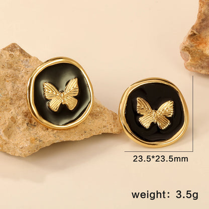 LUXUSTEEL Irregular Vitality Earrings Butterfly Women Stud Earrings Round Stainless Steel Female Ear ring Elegant Jewelry Gift