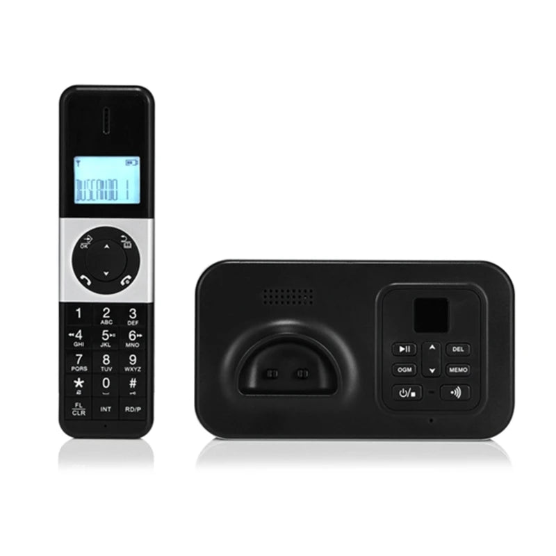 D1002B Cordless Phone System Expandable Home Phone High Contrast Display Handset Expandable Hands Free Handset Phone