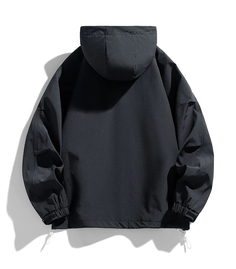 Oversize Men Jacket Coats Windbreaker Trench 6XL 7XL 8XL Plus Size Hooded Waterproof Black Bomber Camping Loose Thin Softshell