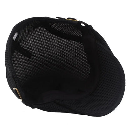 Retro European Men Beret Hat Mesh Breathable Polyester Hollow Washable Men Cap Summer