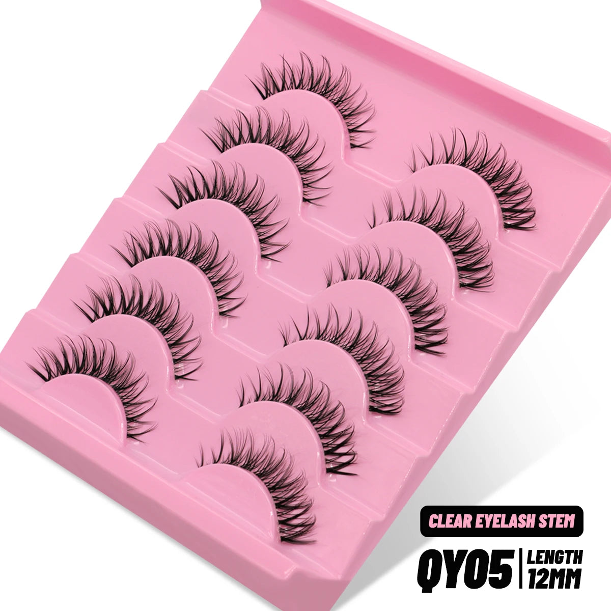 GROINNEYA Lashes 5/7 Pairs Wispy Mink Lashes Invisible Band Eyeashes Look Like Extensions Strip Lashes Natural Look Soft Fluffy