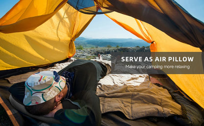 Inflatable Camping Pillow with Removable Washable Cover,Travel Pillow for Neck Support,Hiking,Backpacking,Office,Airplane,Car