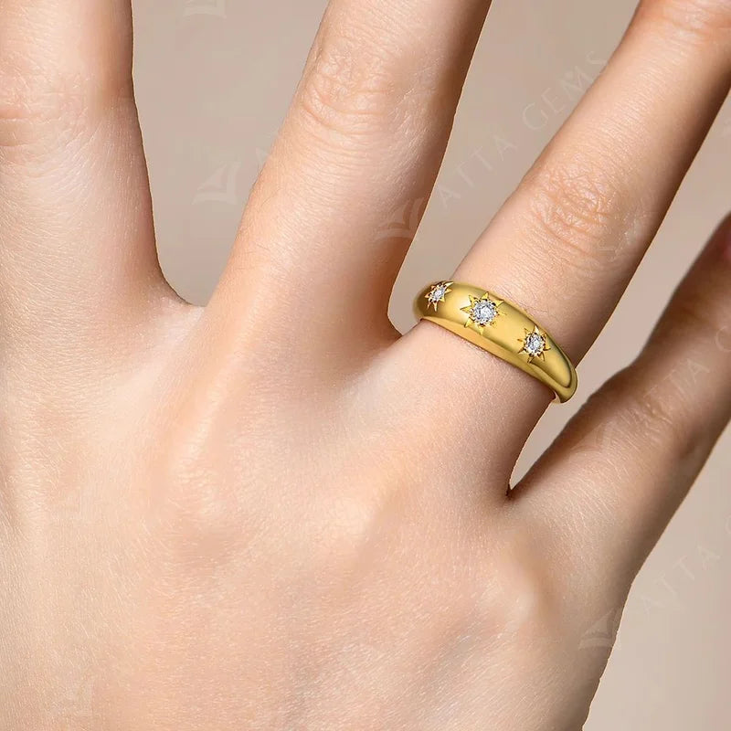 ATTAGEMS Luxury Round Cut 2.5mm Moissanite Ring for Women Man 925 Sliver Sparkling Fine Jewelr Engagement Wedding Party Gift New