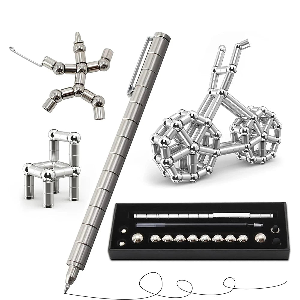 Magnetic Multi Function Pen Novel Student Decompression Magnetic Black Ballpoint Pen Student Writing Supplies Gift For Friends
