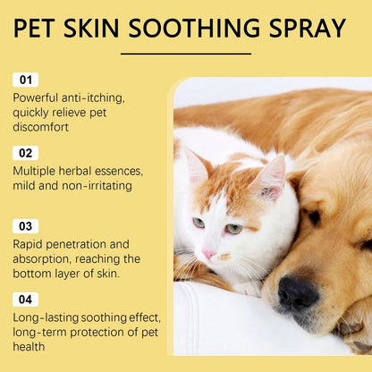 50ml Pet Skin Care Spray Relieve Discomfort for Dogs Cat Flea Lice Control Alleviate Skin Scratching Licking Pet Wound Spray