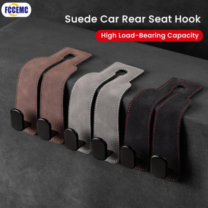 Universal Car Seat Headrest Hook 2 in 1 Soft Leather Car Seat Back ABS Hook for Purse Bag Backpack Double Hook Car Seat Hanger