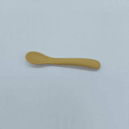 Silicone Baby Learn To Eat Spoon Small Curved Spoon Soft Rubber Feeding Silicone Cutlery Baby Training Spoon