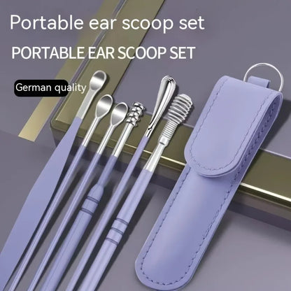 Ear Cleaning Tool Stainless Steel Ear Pick Kit &1Pc Storage Bag Earwax Remover Tool